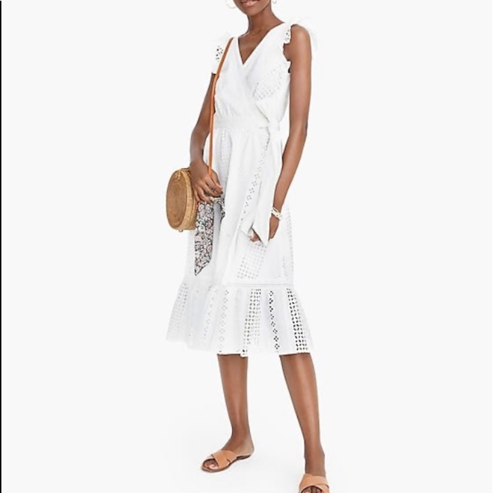 J Crew All Over Eyelet Wrap Dress sz 6 #C1